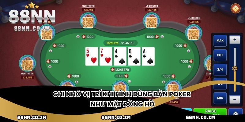 Ghi nhớ vị trí khi hình dùng bàn Poker như mặt đồng hồ